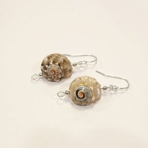 New Handmade Sterling Silver Snail Shell Earrings
